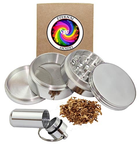 COMBO PACK - 1.65" 4 Layer Herb Grinder (with Pollen Screen) WITH Aluminum Pill Case Waterproof Container Key Chain