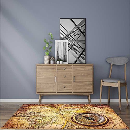 Ideal Anti Slip Rug Compass An Ancient World Map Historic Borders Century Old AntiquitBathroom for dining room & bedroom 24"x40"