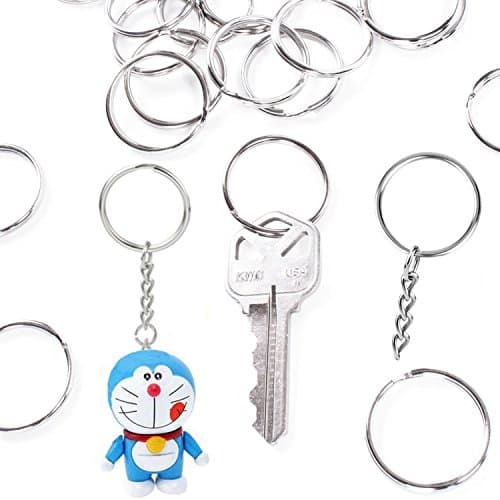 Tencal Flat Key Rings Metal Keychain Rings Split Keyrings for Home Car Keys Attachment, 3 Sizes, 90 Pieces (Silver)