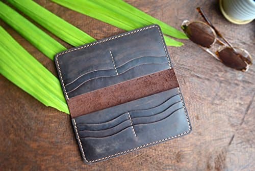 Handmade Distressed Leather Wallet, Passport Leather Wallet, Long Bifold Leather Wallet, Checkbook Leather Wallet