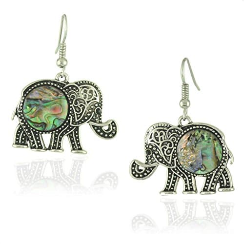 Gloria Trend Women's Shell Trendy Elephant Dangle Earrings