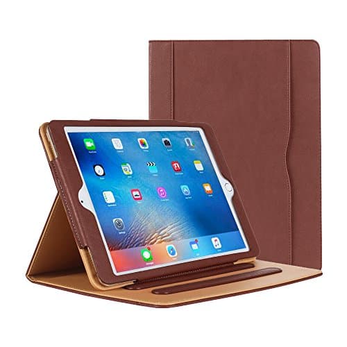 IPAD MINI 4 Smart CASE- Pro Case Leather Stand Folio Case Cover for iPad mini 4, with Multiple Viewing angles, auto Sleep/Wake, Document Card Pocket (Brown)