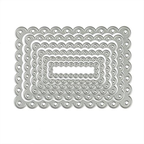 Cutting Dies for Embossing Machine, FIRERO Metal Stencil Template DIY Scrapbook Album Paper Card Craft, Square Border Sets (H)