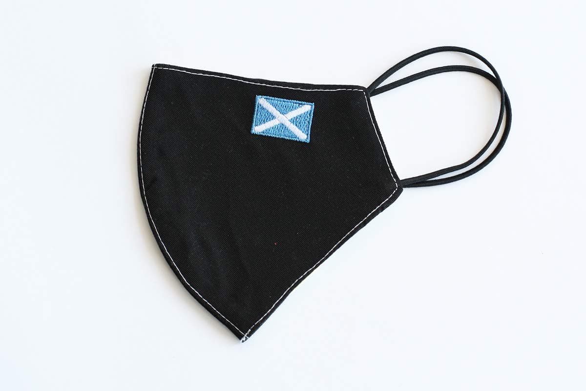 Fold-flat Face Mask with an Embroidered Country Flag of Choice - Reusable and Washable, Anti-dust, 100% cotton Face Cover (Scotland - Large)