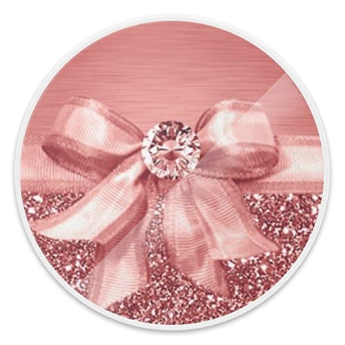 Vintage Expanding Stand Pop Phone Grip Mount Holder Sockets for iPhone 8, iPhone X, Note 8, Smartphones and Tablets - Rose Gold Ribbon and Bling Glitter & Jewel White