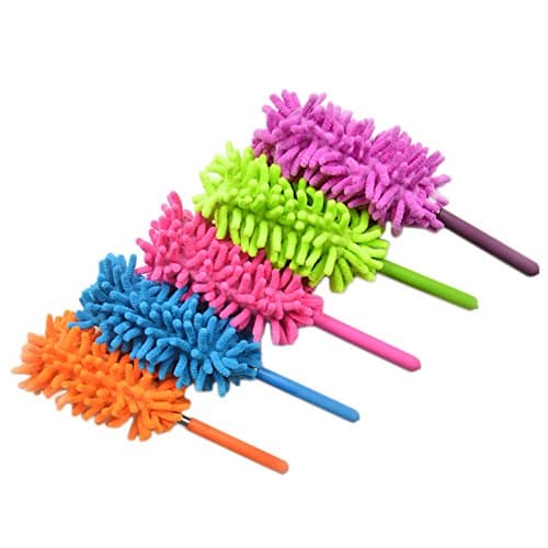 Wimem Extendable Microfiber Dusters | Washable Computer Dusters, Long Reach Ceiling Fan Dusters, Anti-Static Extend Dusters Kit | Green Eco-Friendly Cleaning Supplies (5 PC Retractable Dust Brush Set)