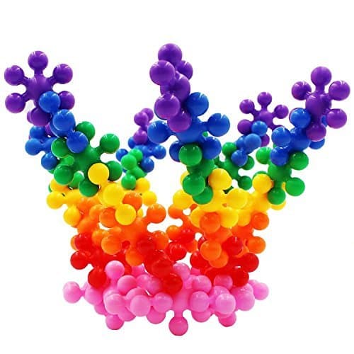 Kids Toy, SYZ 100 Pieces Big Size Plum Interlocking Plastic Brain Flakes Colorful Mighty Molecules Solid PE Plastic Building Sets Educational Games for Kids Grow Safe Non-Toxic Material