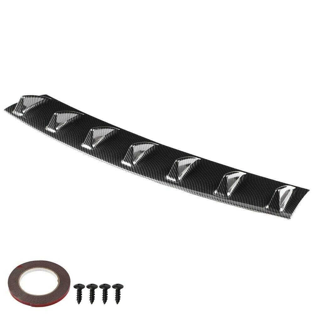 cicisame 1pcs Shark Fin 7 Wing Lip Diffuser 33" x6" Rear Bumper Chassis Black ABS Universal (Carbon Fiber)