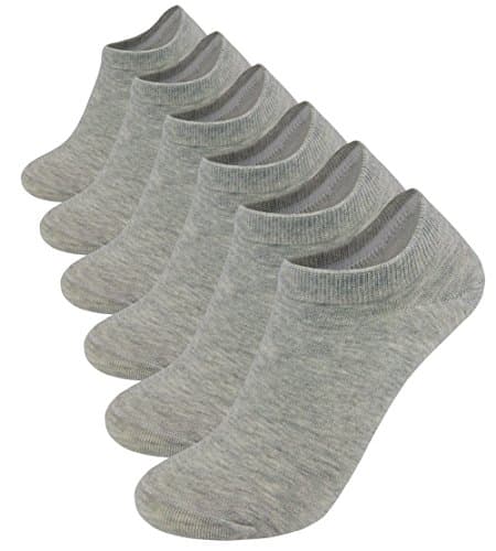 Women's No Show Socks Basic Solid Color Low Cut Style Cotton Ankle Casual Socks Grey 6 pairs Womens Shoe Size 6-10
