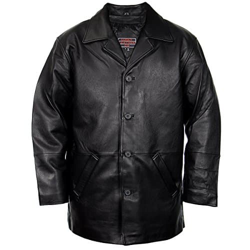 Lucky Leather 960C Mens Black Cowhide Leather Car Coat - Medium