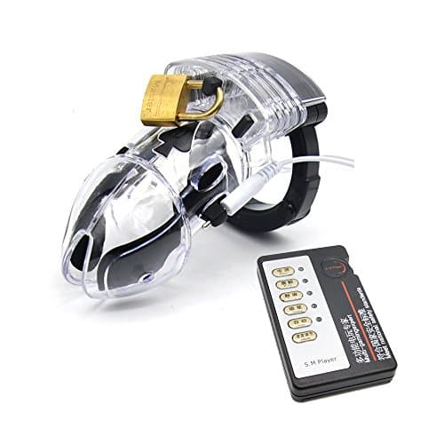 FJKhs Locking Chasti-ty 3 different Colors Chasti-ty Device, Electric shock Chasti-ty Device Exercise Transparent