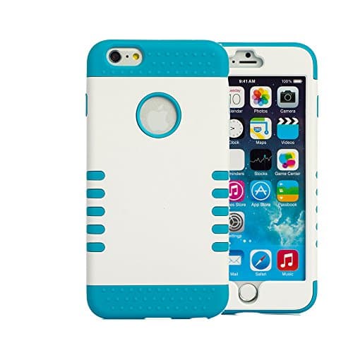 iPhone 6 Plus Case, oneCase™ Hybrid High Impact Heavy Duty Dual Layer Hard PC Outer Shell with Soft Rubber Inner Armor Defender Case Cover for Apple iPhone 6 Plus 5.5 inch Screen with Screen Protector & Stylus (3 Piece-Light Blue/White)