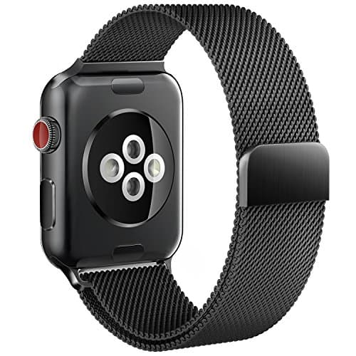 Apple Watch Band, Replacement Strap with Stronger Magnetic Closure For Apple Watch Band 42mm Series 3/2/1 Sport and Edition (Black)