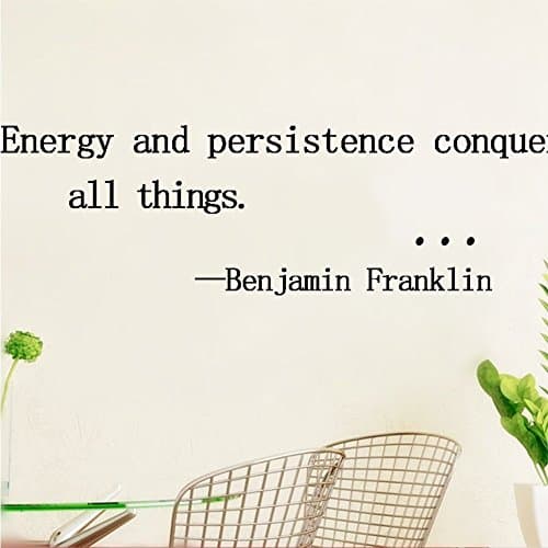 Energy and persistence conquer all things. Vinyl Wall Art Inspirational Quotes and sayings Home decor Decal Sticker Size: 13'' X 32''