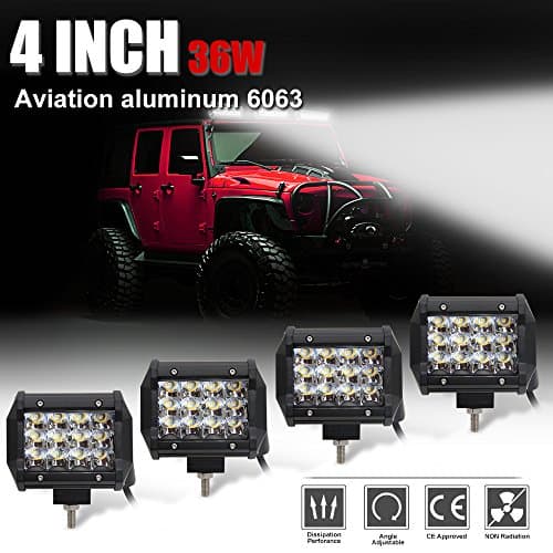 LED Light Bar 4 Inch 4PCS 72W Driving Light Waterproof Cree Chip Three Row for Off-road Truck Car ATV SUV Jeep Cabin Boat,Colight 9632-4 inch-4pcs