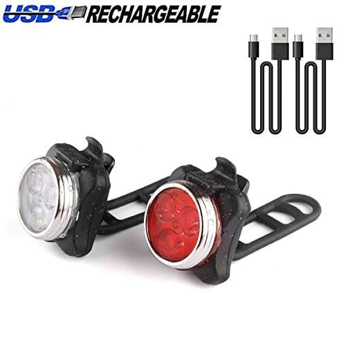 Cingk Bycicle Light, USB Rechargeable Bike Light Set Super Bright LED Front and Back Rear Bicycle Lights Easy to Install for Kids Men Women Road Cycling Safety Warning Light