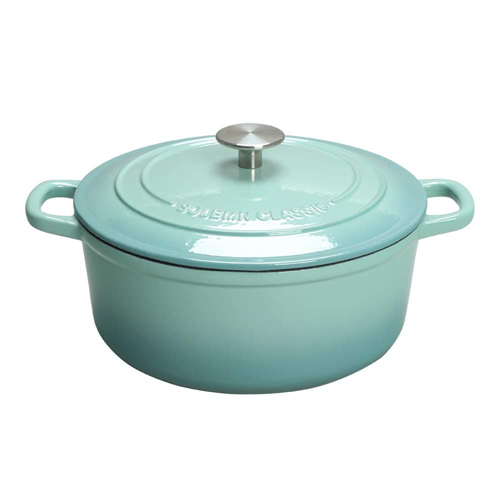 EDGING CASTING Enameled Cast Iron Covered Dutch Oven with Dual Handle, 3.5 Quart, Peacock Blue