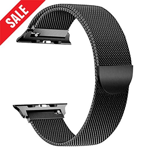 AGUARA Compatible with Apple Watch Band 38mm 40mm, Mesh Loop Stainless Steel Strap with Magnetic Closure & Classic Buckle Replacement for iWatch Band Series 4/3/2/1 Sport and Edition