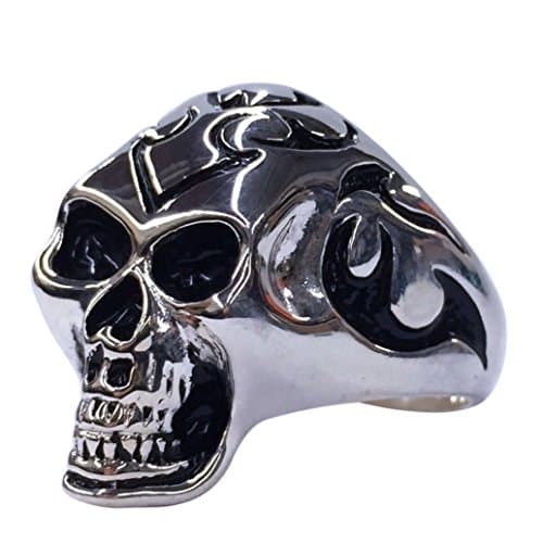 Skull Ring Stainless Steel - Biker, Rocker, SOA, Gothic Skull Ring for Men Tribal Size 9, 11, 13 (9)