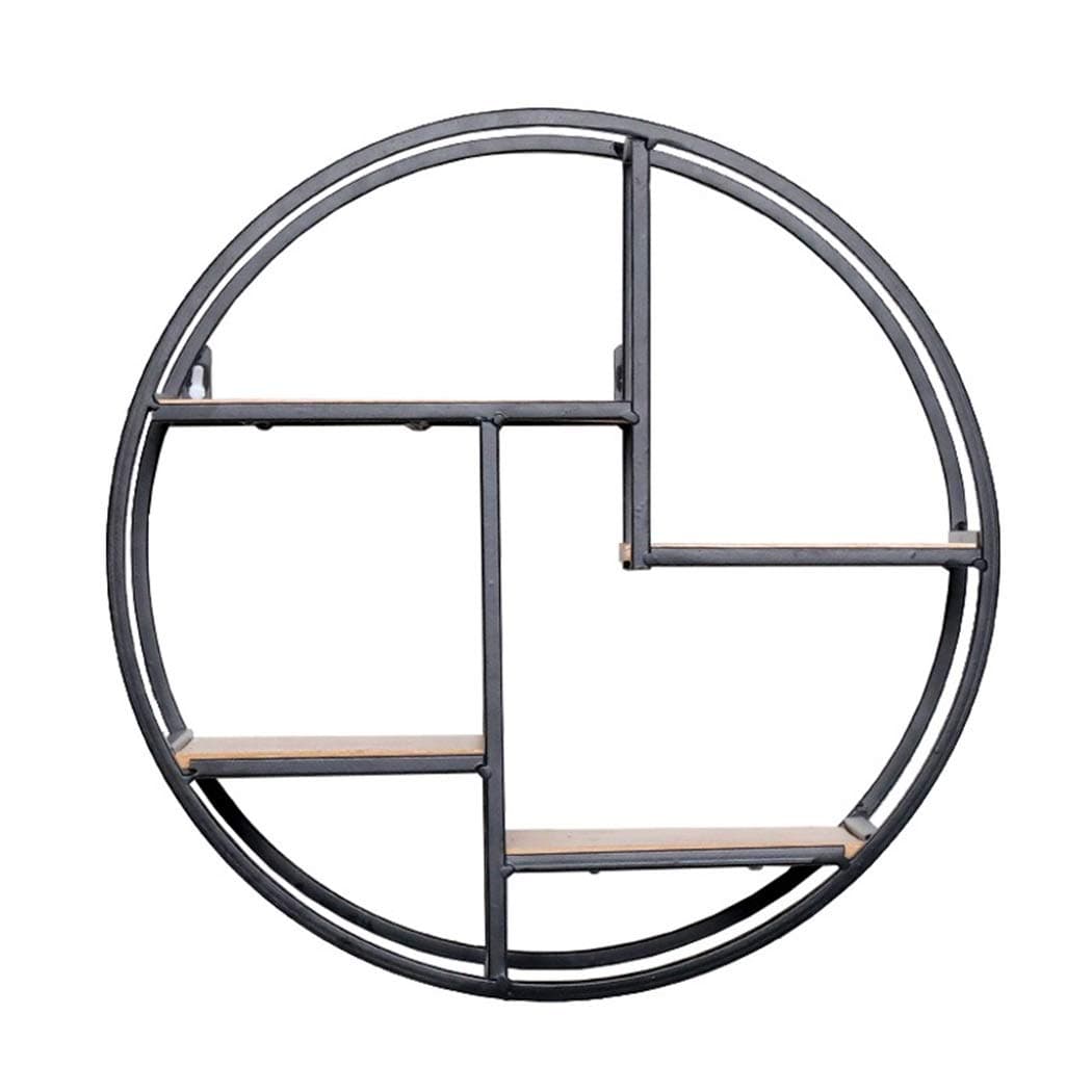 GJFeng Wall Decoration Creative Solid Wood Wall Hanging Wrought Iron Wall Shelf Living Room Bedroom Wall Storage Rack 37.5cm