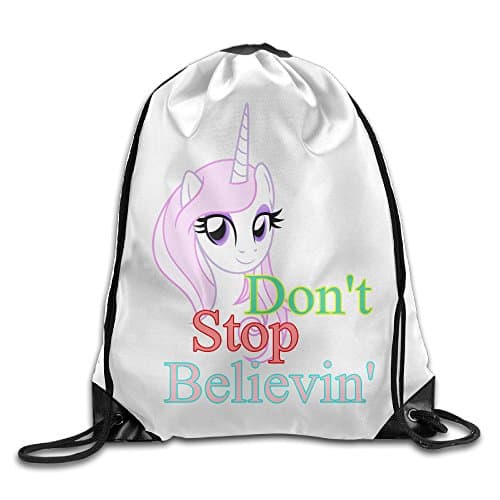 Zhanzy Dont Stop Believin Unicorn 1 Large Drawstring Sport Backpack Sack Bag Sackpack
