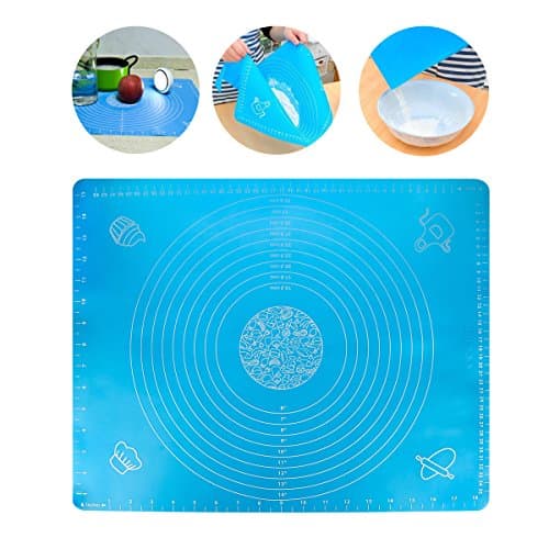 Foonii Extra Large Multipurpose Silicone Nonstick Baking Mat, Pastry Mat, Heat Resistant Nonskid Table Mat, 19.6" 15,7" (Blue)