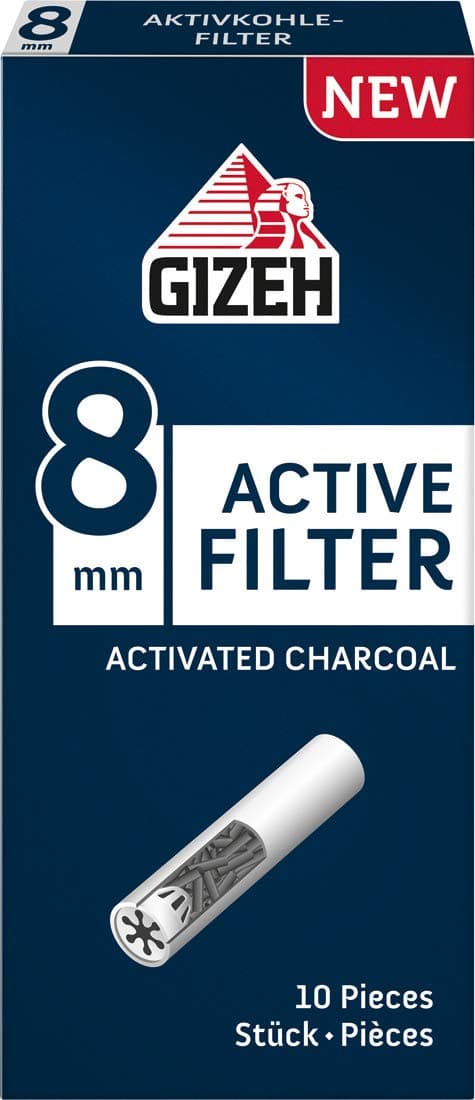 GIZEH Active Filters 8mm Diameter Handy 10 Packs 15 Packs (150 Filters)