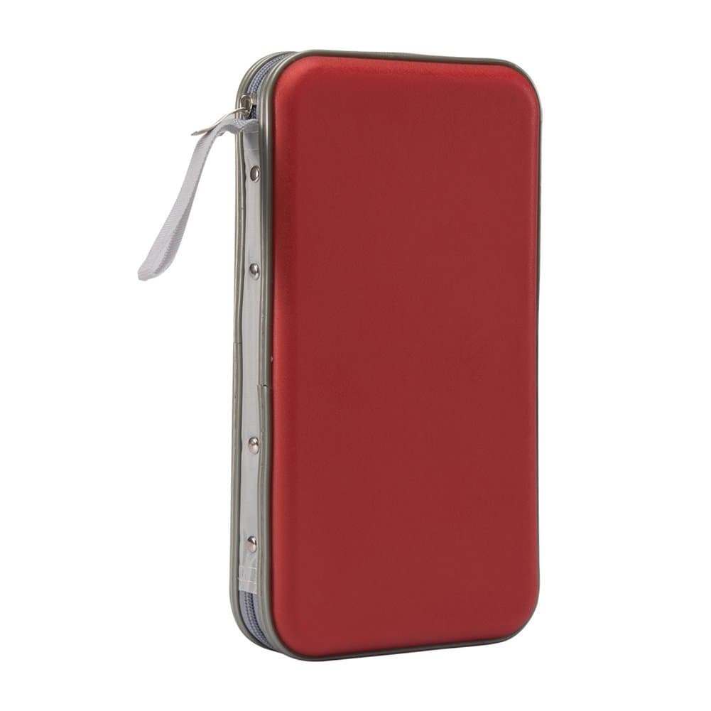 Nizzco 72 Disc CD/DVD Portable Wallet,CD Case Bag Album Box,Storage Organizer Holder,Hard Plastic Protective DVD Storage,Red