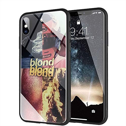iPhone Xs Max Case, Tempered Glass Back Cover Soft Silicone Bumper Compatible with iPhone Xs Max AM-41 Frank Ocean