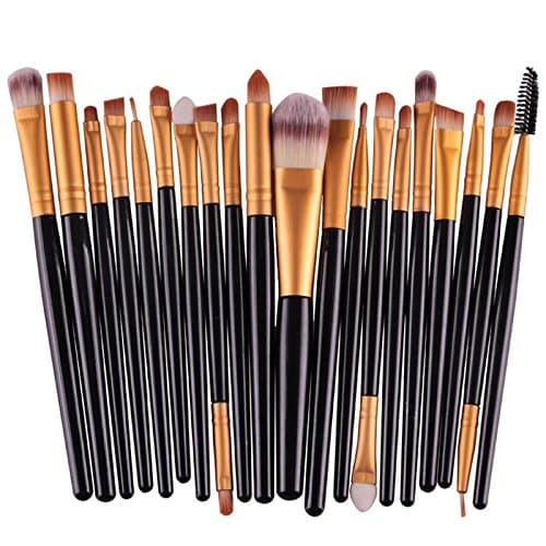 20pcs Eye Makeup Brushes Set Eyeshadow Blending Brush Powder Foundation Eyeshadading Eyebrow Lip Eyeliner Brush Cosmetic Tool (black gold)