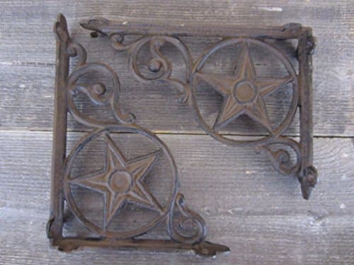 4 Cast Iron Antique Star Brackets Garden Braces Shelf Bracket RUSTIC Vintage!!!