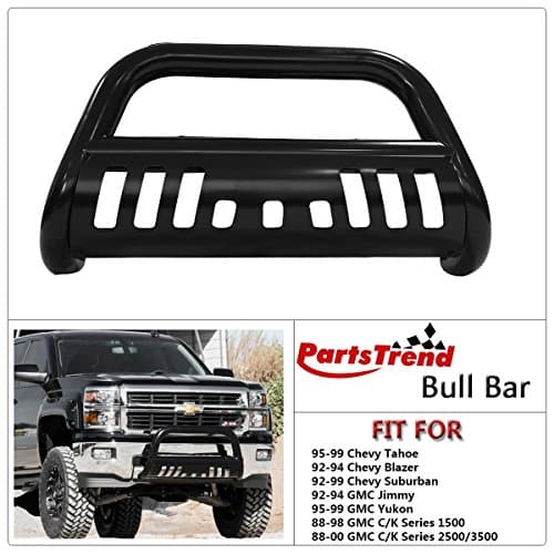 PartsTrend Bull Bar Black Front Bumper Guard Fit for 88-00 Gmc C/K 1500/2500/3500 Grill Grille Guard