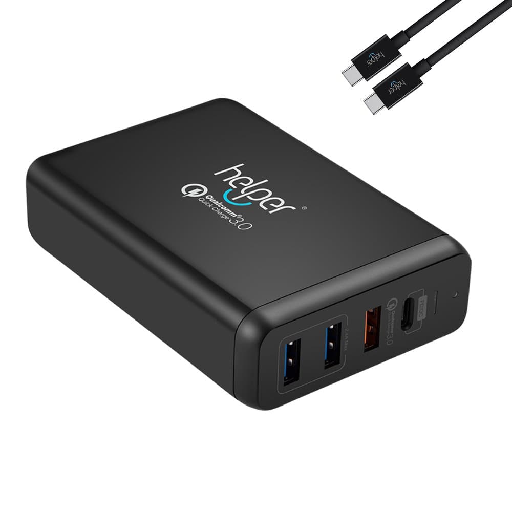 USB Type-C PD Charger, 75W 4-Ports USB-C PD Smart Desktop Charger with Power Delivery for ThinkPad X270 Gopro Razer Blade Stealth HP Spectre X360 and More-Black