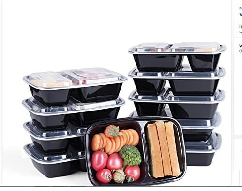 Jfoil 20Pack 35oz Meal Prep Containers - 2 Compartment Bento Lunch Box with Lid, Snack Boxes - Stackable, Reusable, Microwave, Leak Proof, Dishwasher & Freezer Safe - Fix & Food Storage Containers