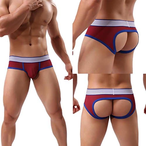 Fasclot 5 Pack/1 Pack Mens Open Crotch Jockstrap, Mesh Breathable Spandex Antibacterial Bulge Pouch Low Rise Briefs