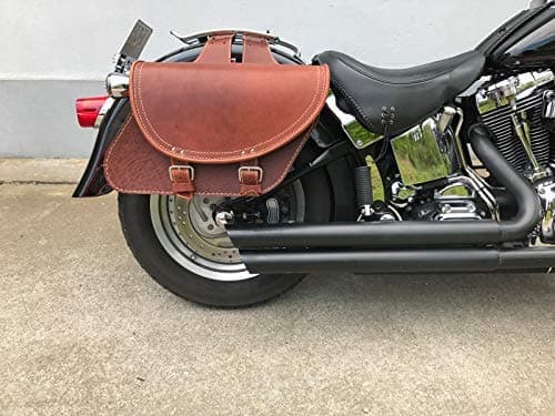 Basic Bags Black Saddle Bags Set Harley Davidson Orletanos Side Case Sidebags Chopper Bikertaschen Chestnut Brown Komplettsett Leather Pocket
