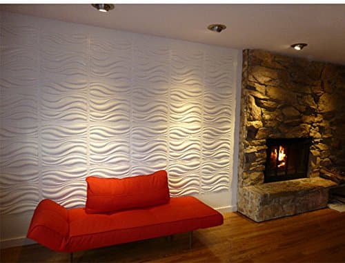 DELISI Self-adhesive 3D Flexible Brick Peel and Stick 3D Wave Wallpaper Panels PE Foam Decor for Living room, Bedroom and TV Sofa Background(23.6"23.6") (5PCS, Wave-White)