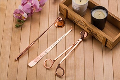 AIMASI Candle Accessory Gift Pack, Wick Trimmer, Wick Dipper & Bell Snuffer, Polished Stainless Steel (Rose Gold)