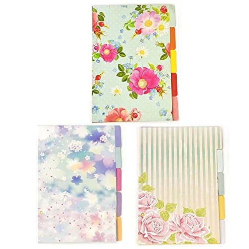 15 Sheets Floral Category Page Day Planner Divider Index Page Tab Cards Notebook Accessories, Match for A5 6-Holes Ring Binders/Planners Notebook/School Stationery(Ballon/Merry-Go-Round/Skye)