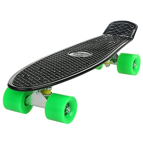 Acazon Cruiser Skateboard Mini Complete Classic Retro Style Plastic Skate Board for Kids Boys Girls Youths Beginners (US STOCK) (Black+Green)