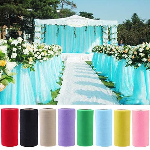 CAheadY Tulle Roll Spool Fabric Netting Wedding Party Decoration Bow Craft Sky Blue