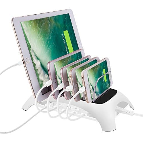 USB Charging Station, BODECIN Universal Multiport USB Charging Station Dock, 5 Ports Charging Desktop Docks Organizer for Smartphones, Tablets and More