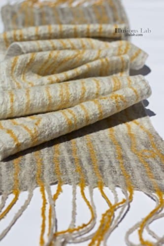 Nuno felted woolen scarf, linen and wool