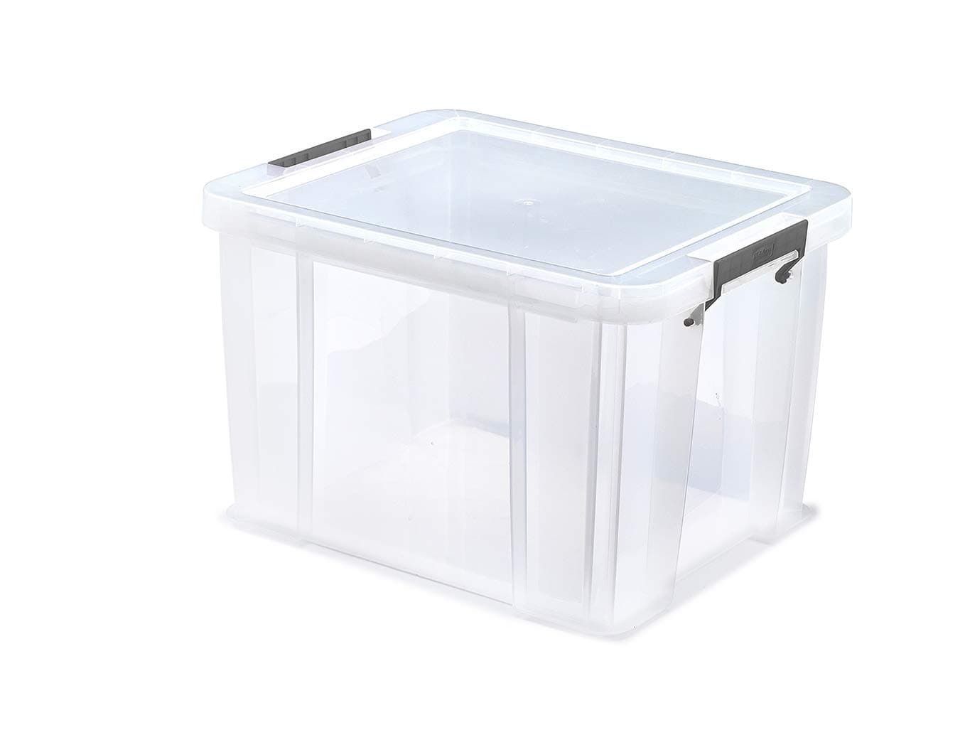 Whitefurze Allstore Container with Silver Clamp, Plastic, Natural, 36 Litre