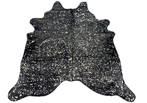Silver on Black ~ Natural Brazilian Cowhide Rug