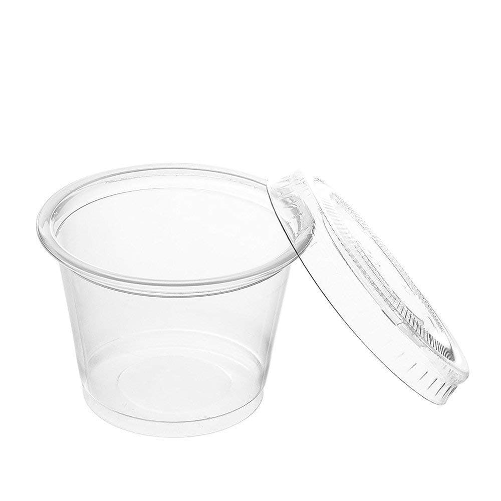 Kaptin 200 Pack 1.5 oz Mini Clear Jello Shot Plastic Tumbler Cups with Lids for Dips, Souffle, Restaurants, Party Supplies