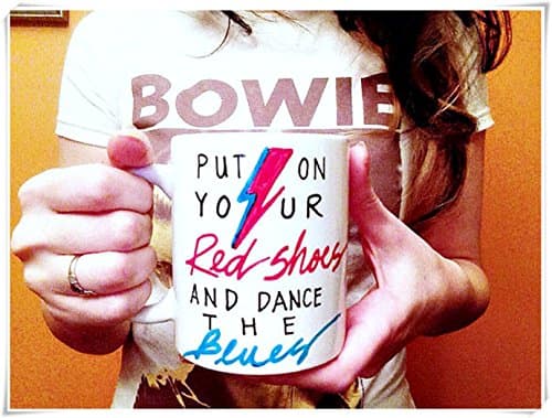 Hand Painted Coffee Mugs, David Bowie Let's Dance Coffee Mug, Bowie Mug, Lightening Bolt, Music Teacher Gift, Music Lyrics, Ziggy Stardust, Gifts for Musicians, Coffee Cup, Ceramic Coffee Mug 11oz