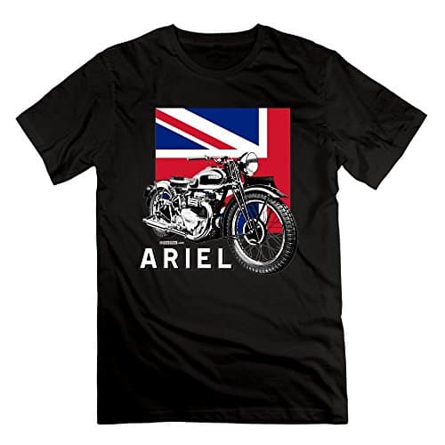 Classic Ariel Motorcycle Script And Illustration Union Jack Men's Cotton T-shirt Black XXL