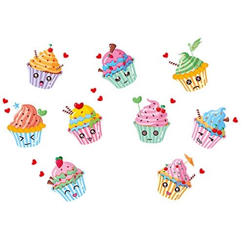 Removable Creative 9pcs 3D Fun Colorful Ice Cream Stickers Wall Decals Kids Room Wall Decorations Art Décor Stickers Nursery Décor 3D DIY PVC Art Decal Bedroom Bathroom Sticker