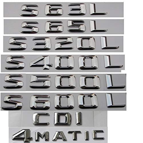 Chrome Trunk Letters Badge Emblem Emblems S55 S63 AMG S400L S500 S500L S600L S320L V8 BITURBO 4MATIC HYBRID (S55)